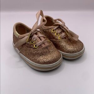 Keds Kate Spade Rose Gold Sneakers with Glittery Finish